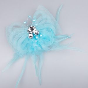 Fascinator Bow with feathers / turquoise