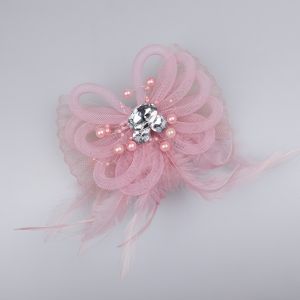 Fascinator Bow with feathers / Old pink