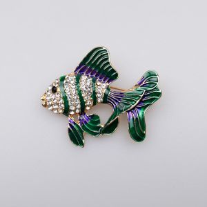 Brooch / Fish / green-violet
