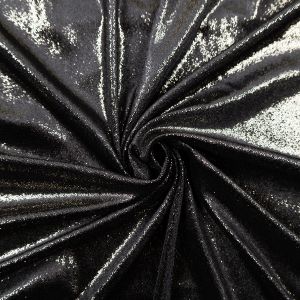 Foil-printed dress velvet / 750 Gold Black