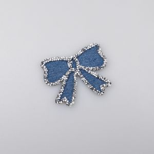 Hotfix crystal motif 45 x 35 mm / Denim bow