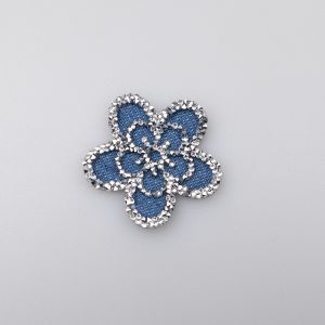 Hotfix crystal motif 35 mm / Denim flower