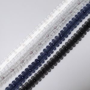 Guipure lace with pearl 30 mm / Different shades