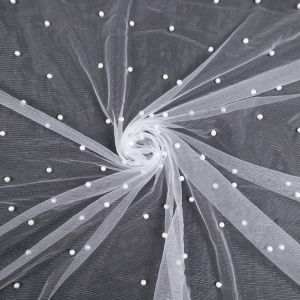 Embroidered Pearl Tulle / White