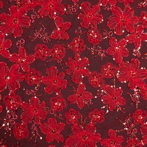 Tulle with Embroidery and Sequins / 5 Red