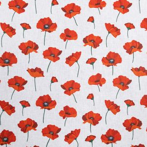 Printed Cotton Fabric / Red Flowers