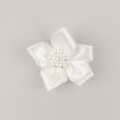Ribbon flower with pearls 37 mm / White