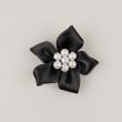 Ribbon flower with pearls 37 mm / Black