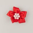 Ribbon flower with pearls 37 mm / Red