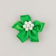 Ribbon flower with pearls 37 mm / Emerald