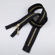 Metallic Zipper M4 close-ended with decorativ slide 50 cm / Black- Gold