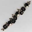 Motif with flowers, beads and pearls / Black