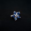 Brooch flower with rhinestones / Blue