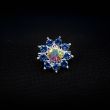 Brooch Little flower with rhinestones / Blue