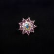 Brooch Little flower with rhinestones / Pink