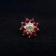 Brooch Little flower with rhinestones / Red