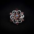 Filigree Brooch with Small Stones / Dark red