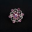Filigree Brooch with Small Stones / Pink