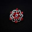 Filigree Brooch with Small Stones / Red