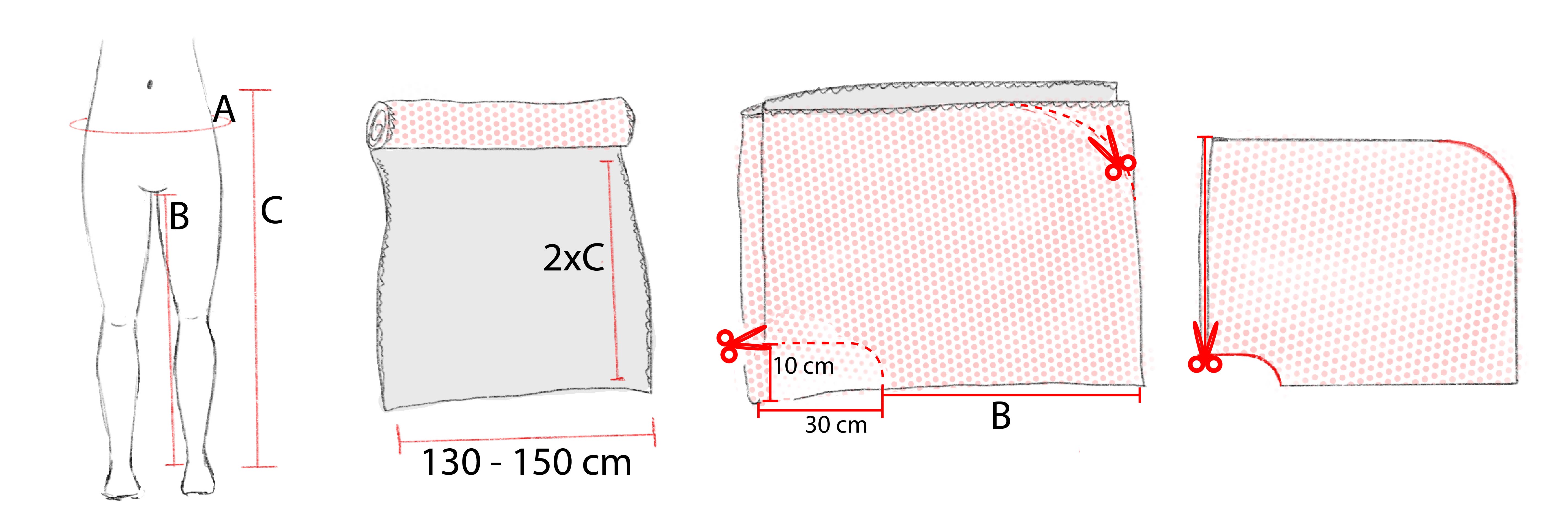 Folding and measuring fabric for waistband and pant length.