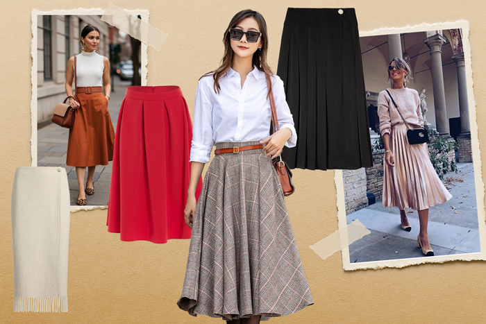 Midi skirt in fall fashion