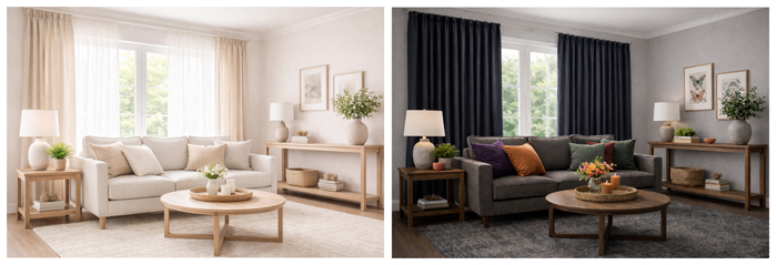 Curtain colour palette: warm and cool tones and their effect on the room’s mood