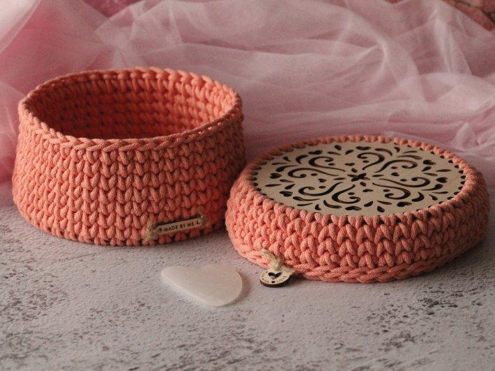 Small handmade basket made from cotton cord