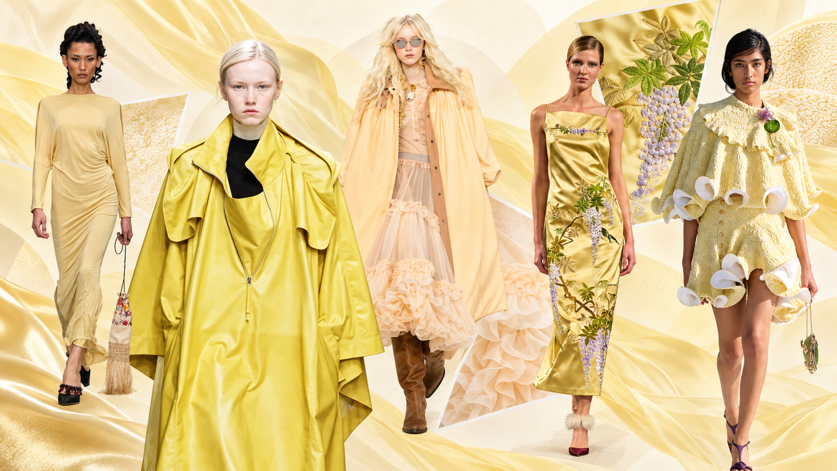 Autumn-winter fashion in soft butter yellow shades