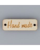 Koka etiķete 10x30 mm „HAND MADE" / Dabīgs