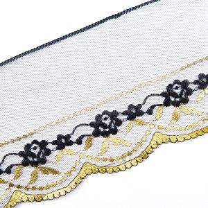 Mežģīnes 140 mm / Melns- Zelta SUE38