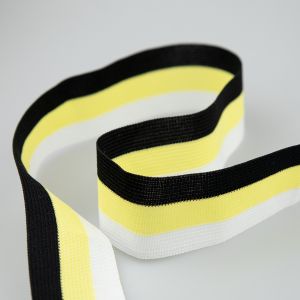 Dekoratīva lente 40 mm / Melns-Dzeltens-Balts