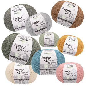 Dzija Anchor Cotton ´n´ Wool 50 g / Dažādi toņi