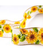Dekoratīvā lente ar malā iestrādātu stiepli / Natural Sunflower