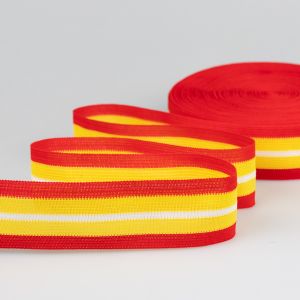 Dekoratīva lente 40 mm / Sarkans-Dzeltens-Balts