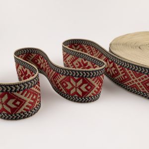 Lente tautiskā stilā 42 mm / Sarkana-Peleks