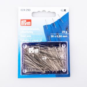 PRYM Piespraudes ar metāla galvu plastmasas kastē 30 mm 20 g