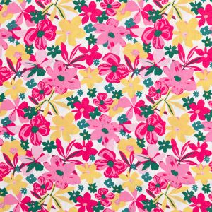 Viskozes poplīns Floral / Rozā