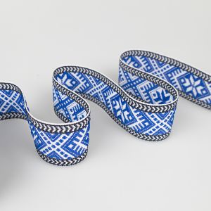 Lente tautiskā stilā 42 mm / Zils-Balts