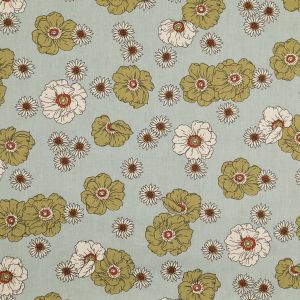 Kokvilnas poplīns Floral / Gaii zils