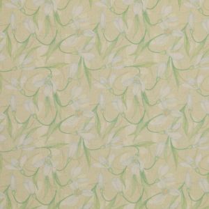 Krāsains kokvilnas audums Snowdrops / Zaļa