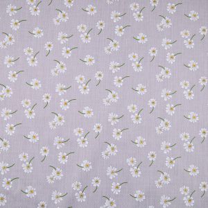 Krāsains kokvilnas audums Margrietiņas / Pelēks