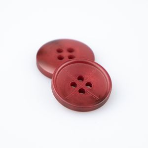 Viegla apaļa poga ar četriem caurumiem / 15 mm / Bordo