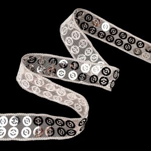 Lenta no tīkliņa ar fliteriem 22 mm / Pelēks-Sudraba