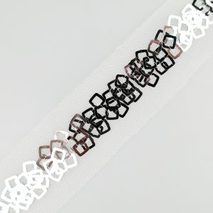 Lenta no tīkliņa ar fliteriem 40 mm / Balts-Sudraba