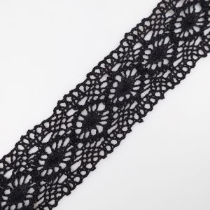 Kokvilnas mežģīnes ar divām malām 60 mm / Melns