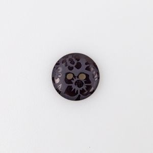 Vienkārša poga  ar 2 caurumiem 15 mm / Melns-Pelēks