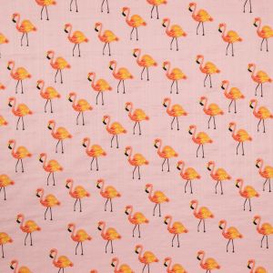 Krāsains kokvilnas audums / Flamingo