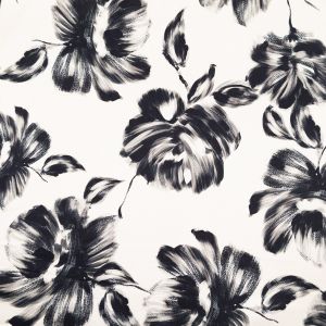 Viskozes satīns Brushed Peony / 020 Dabīgi balts-Melns
