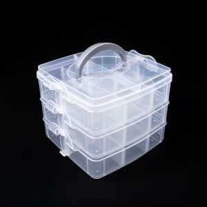 Plastmassas rokdarbu kaste, 3 līmeņu
