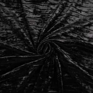 Samts ar kroplējuma efektu Pleated / D5 Melns